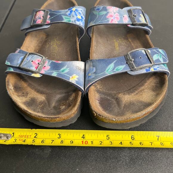 Papillio Birkenstock Arizona Women's US 4 Blue Floral Slide Sandals - Picture 2 of 8